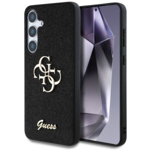 Guess Fixed Glitter Big 4G Metal Logo dėklas Samsung Galaxy S25, juodas