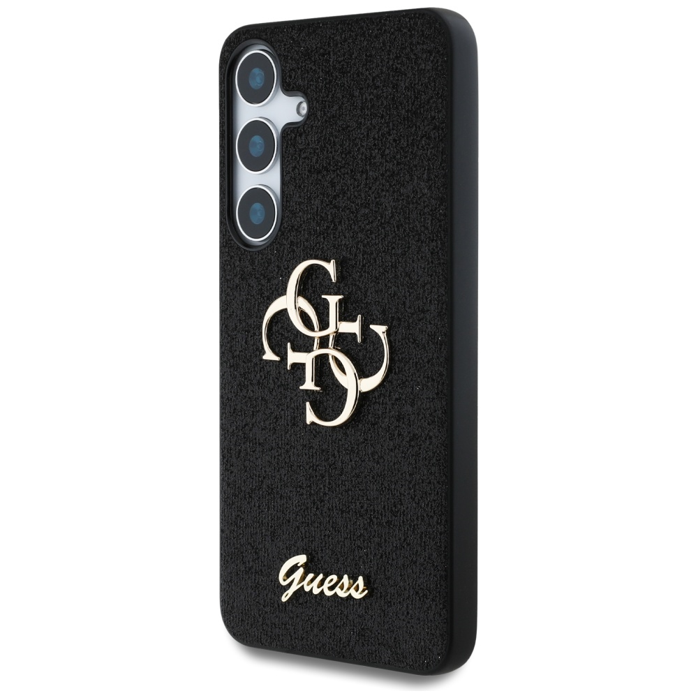 Guess Fixed Glitter Big 4G Metal Logo dėklas Samsung Galaxy S25+ – juodas
