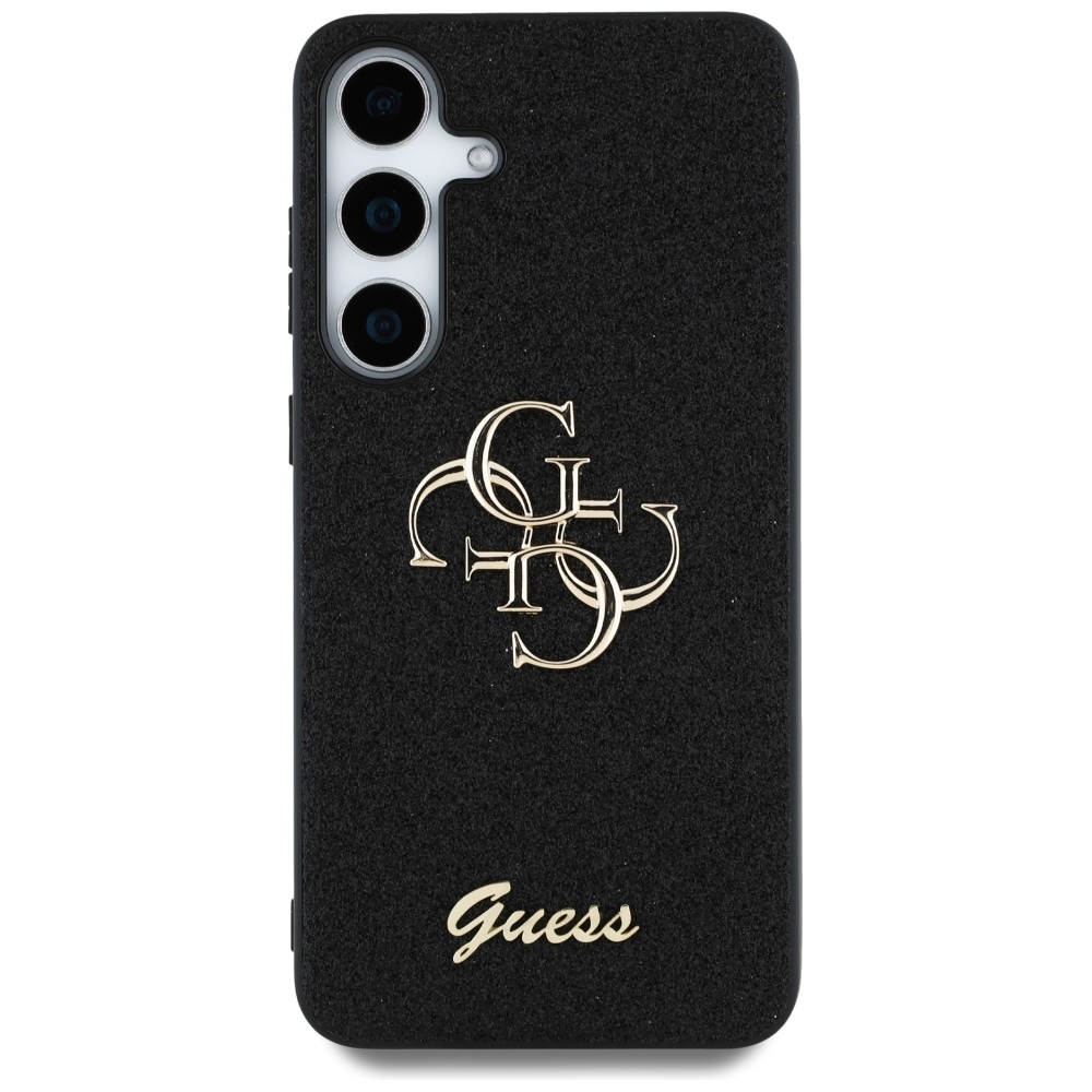 Guess Fixed Glitter Big 4G Metal Logo dėklas Samsung Galaxy S25+ – juodas