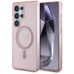 Guess MagSafe dėklas Samsung Galaxy S25 Ultra – rožinis