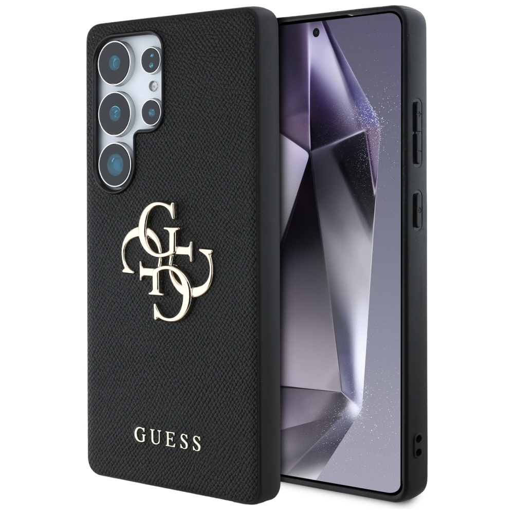 Guess Grained Big 4G Logo Small Classic Logo dėklas Samsung Galaxy S25 Ultra - juoda