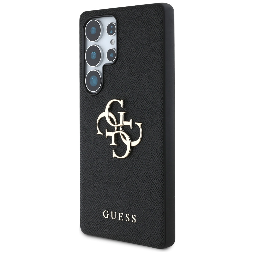 Guess Grained Big 4G Logo Small Classic Logo dėklas Samsung Galaxy S25 Ultra - juoda