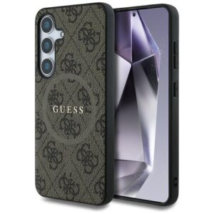 Guess odinis MagSafe dėklas Samsung Galaxy S25 – rudas