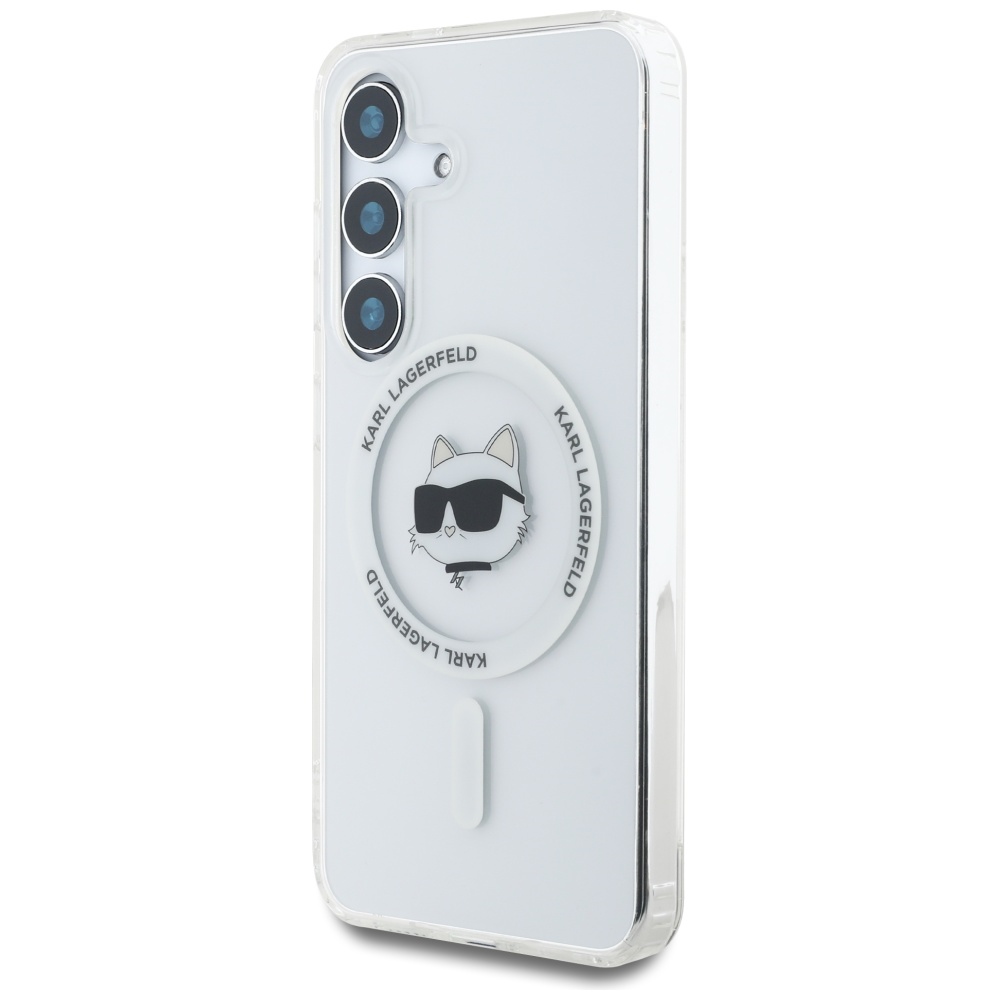 Karl Lagerfeld MagSafe dėklas Galaxy S25 – baltas