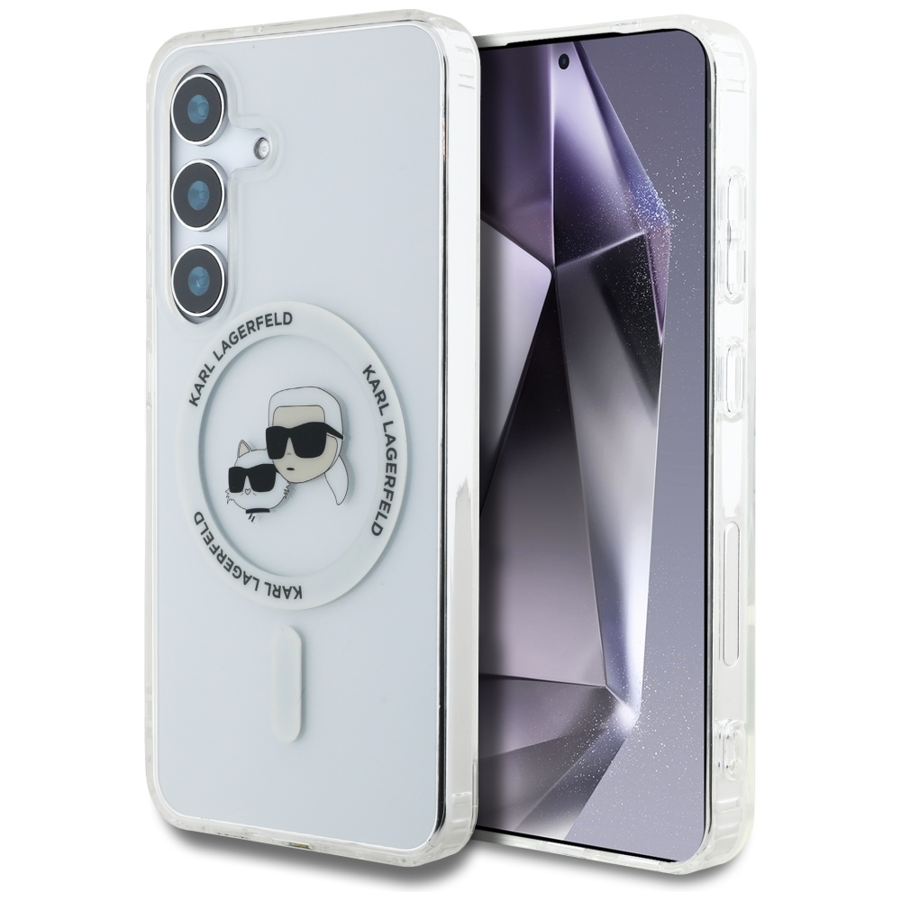 Karl Lagerfeld MagSafe dėklas Samsung Galaxy S25 – baltas