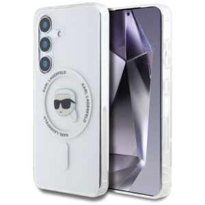 Karl Lagerfeld MagSafe dėklas Galaxy S25 – baltas