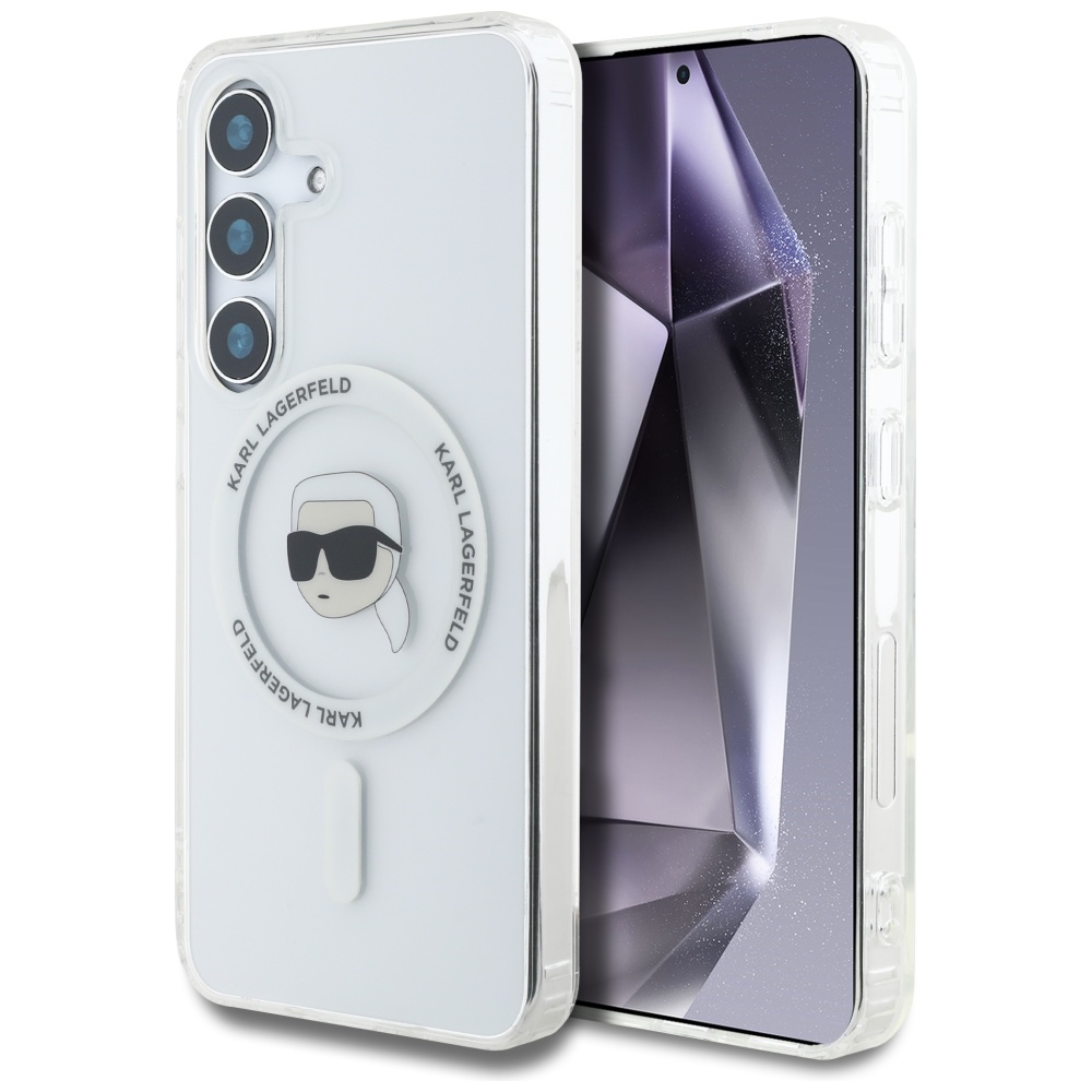 Karl Lagerfeld MagSafe dėklas Galaxy S25 – baltas
