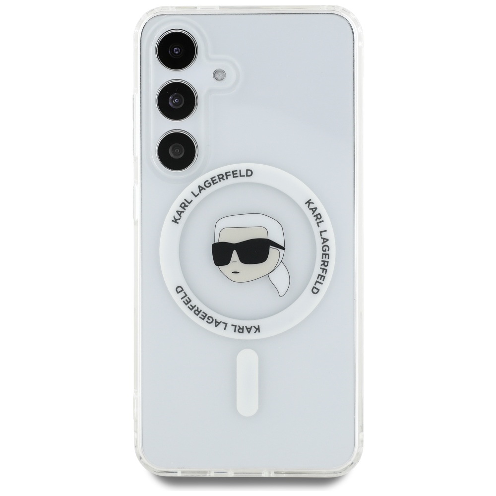 Karl Lagerfeld MagSafe dėklas Galaxy S25 – baltas