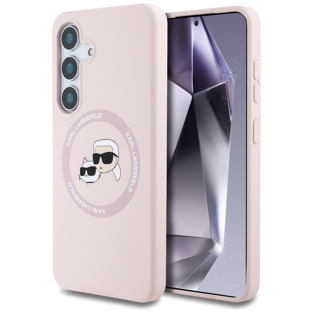 Karl Lagerfeld silikoninis MagSafe dėklas Galaxy S25 – rožinis
