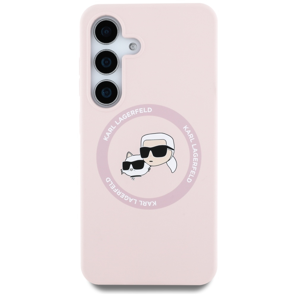 Karl Lagerfeld silikoninis MagSafe dėklas Galaxy S25 – rožinis