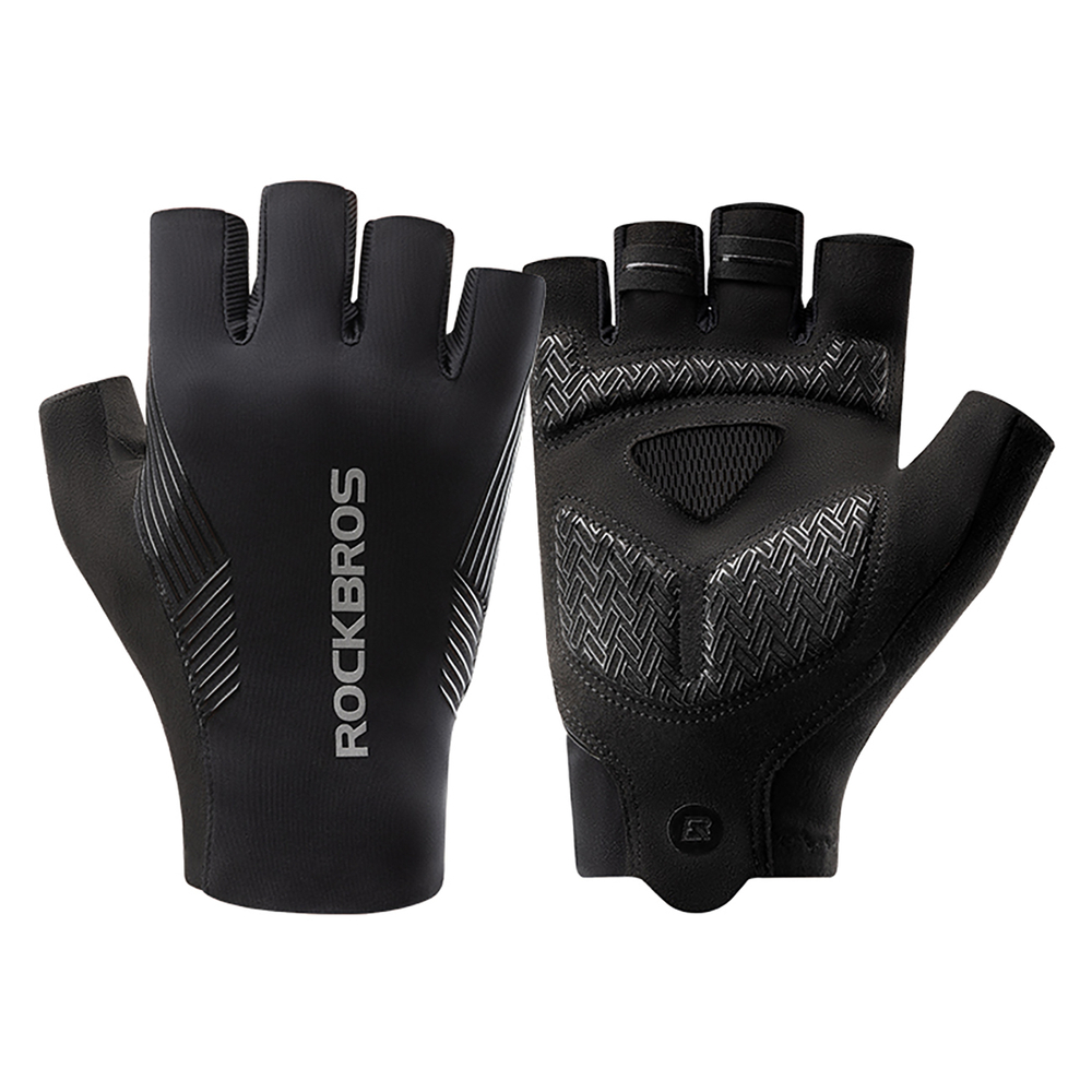 Rockbros dviračio pirštinės pavasaris/vasara/ruduo, trumpi pirštai, dydis: XL - juoda