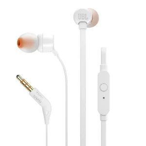 JBL T110 laidinės į ausis įdedamos ausinės, mini lizdas 3,5 mm – baltas