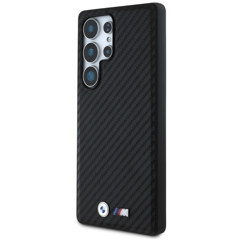 BMW Leather Carbon MagSafe dėklas, skirtas Samsung Galaxy S25 Ultra – juodas