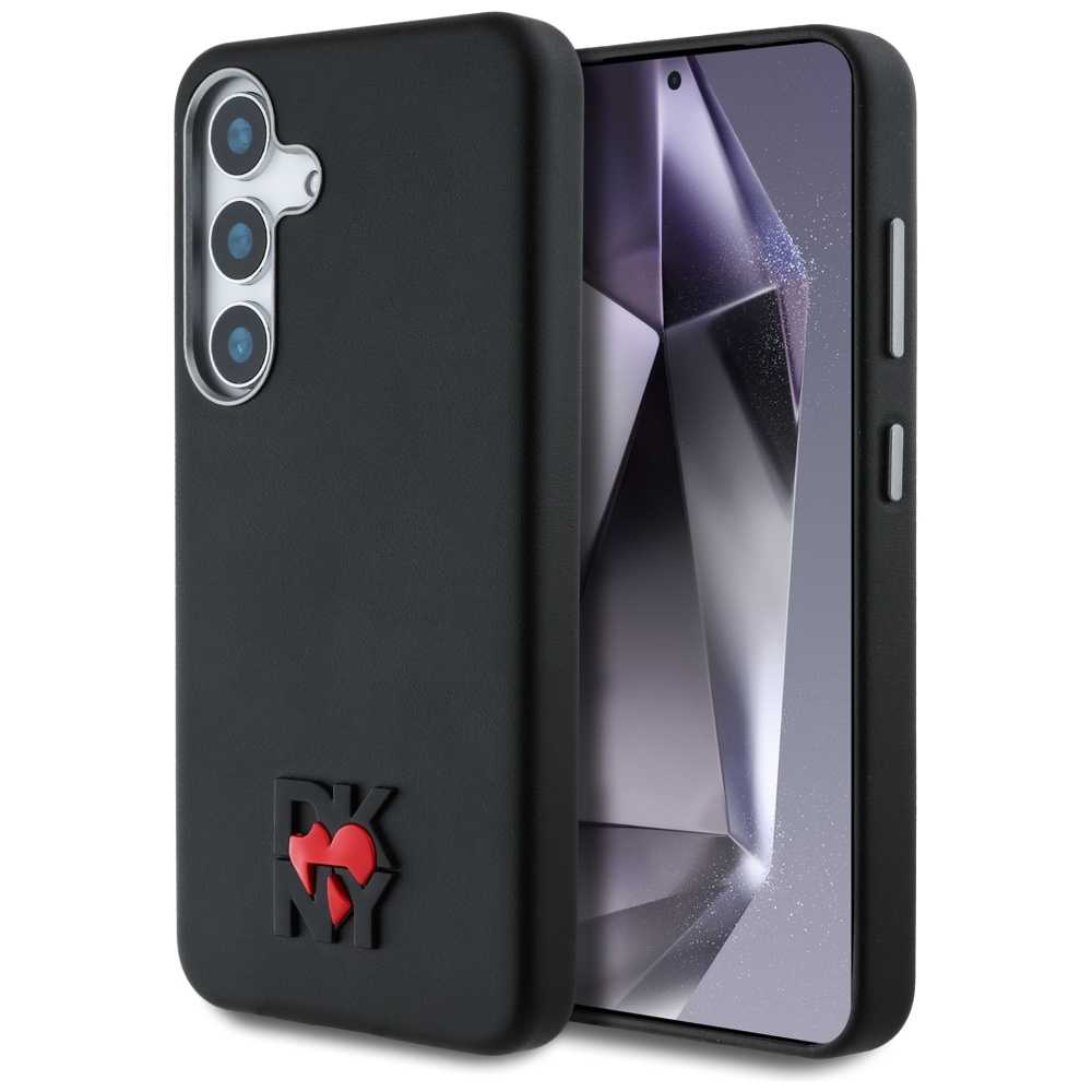 DKNY ekologiškos odos dėklas Samsung Galaxy S25 – juodas