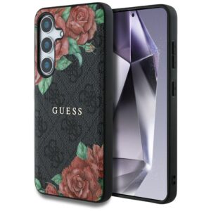 Guess MagSafe dėklas Galaxy S25 – juodas, 4G gėlės