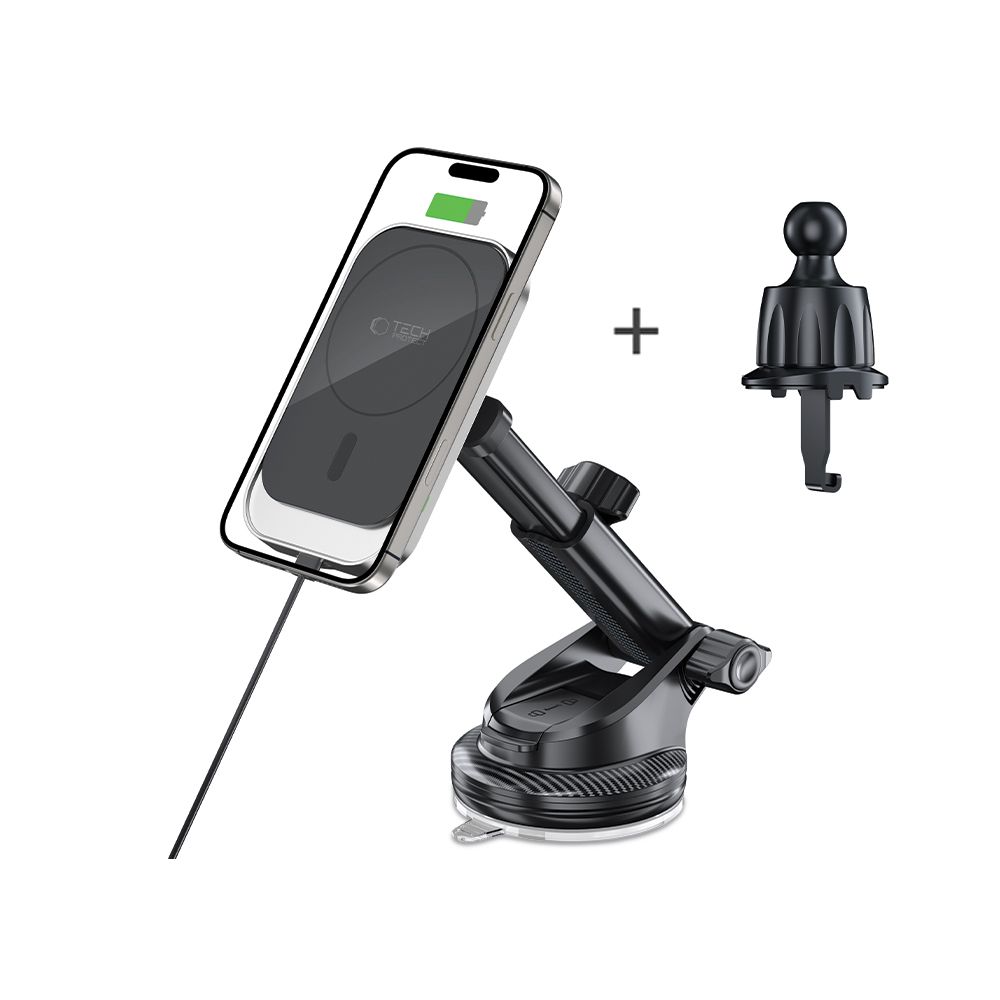 Automobilinis laikiklis Tech-Protect MM15W-V9 su MagSafe belaidžiu įkrovikliu 15W, juodas