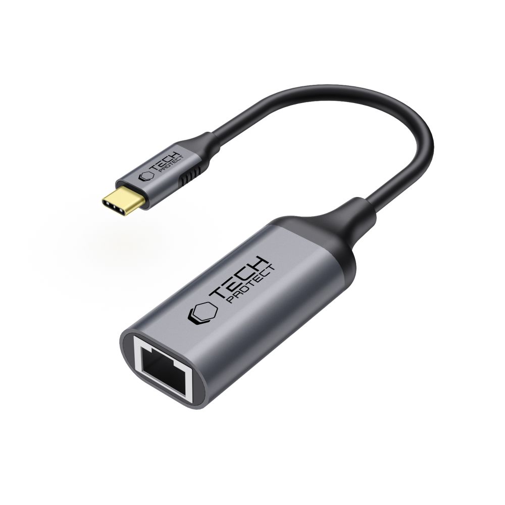 Adapteris Tech-Protect UltraBoost Type-C į Ethernet RJ45 1000Mbps, juodas