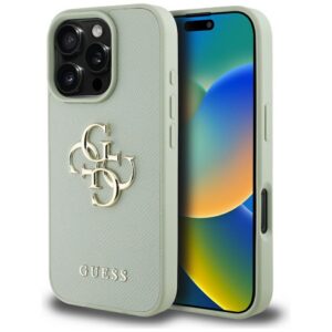 Guess Grained 4G dėklas iPhone 16 Pro – žalias