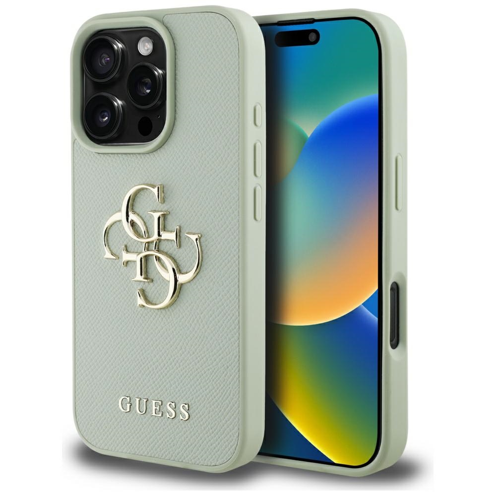 Guess Grained 4G dėklas iPhone 16 Pro – žalias
