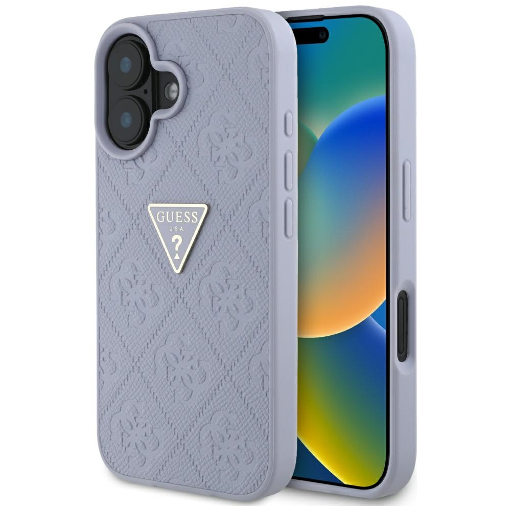 Guess 4G rašto dėklas iPhone 16 – violetinis
