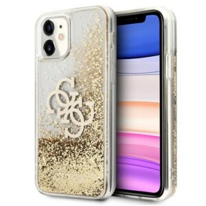 Guess 4G Liquid Glitter dėklas iPhone 11/XR – auksinis