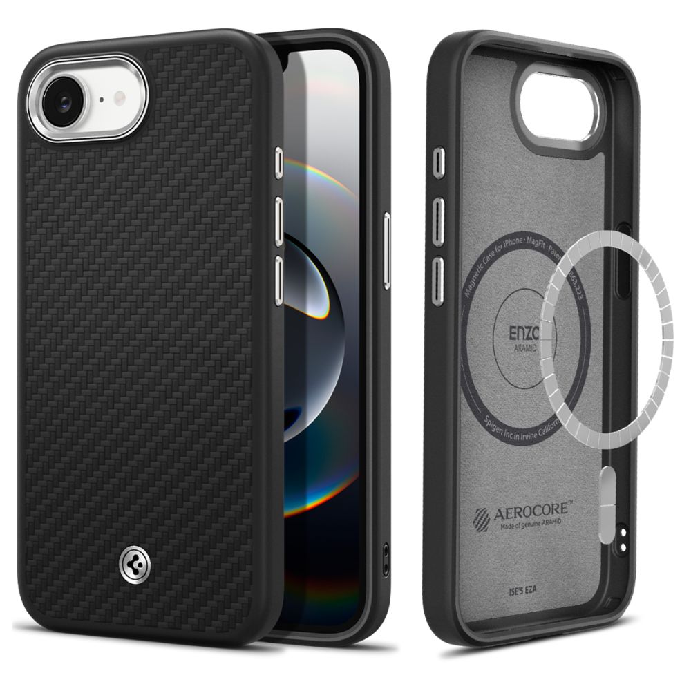 Dėklas Spigen Enzo Aramid Mag iPhone 16e / 17e, matinis juodas