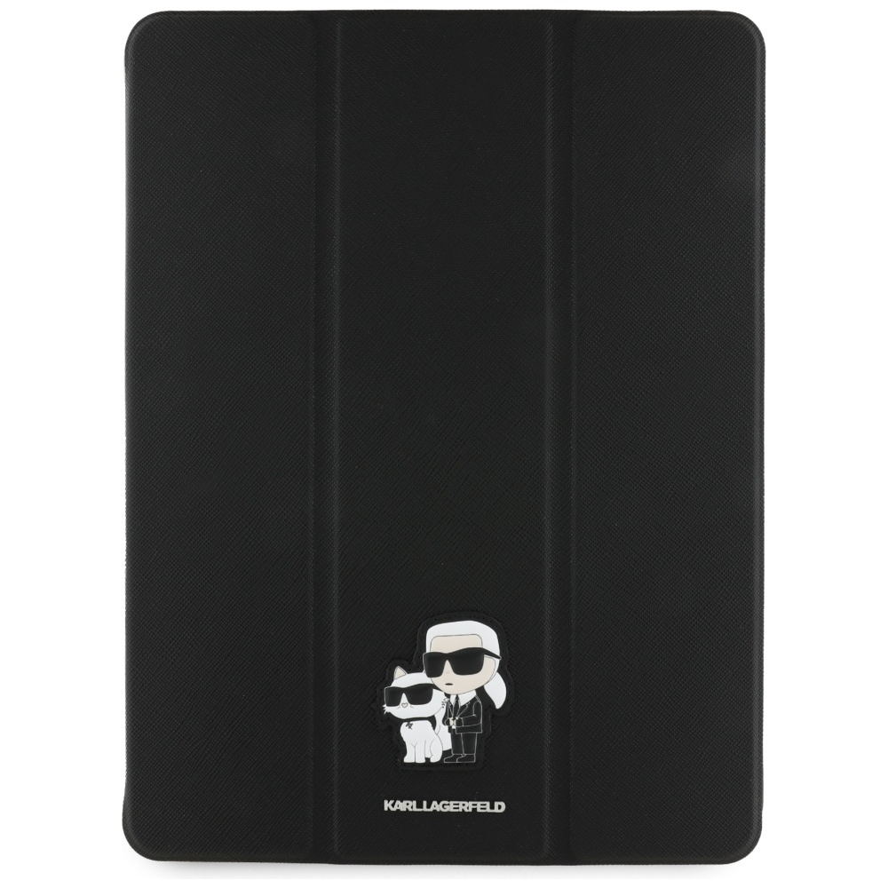 Karl Lagerfeld Saffiano Magnetic Karl & Choupette iPad Air 13" 2024 Knygos viršelio dėklas - juodas