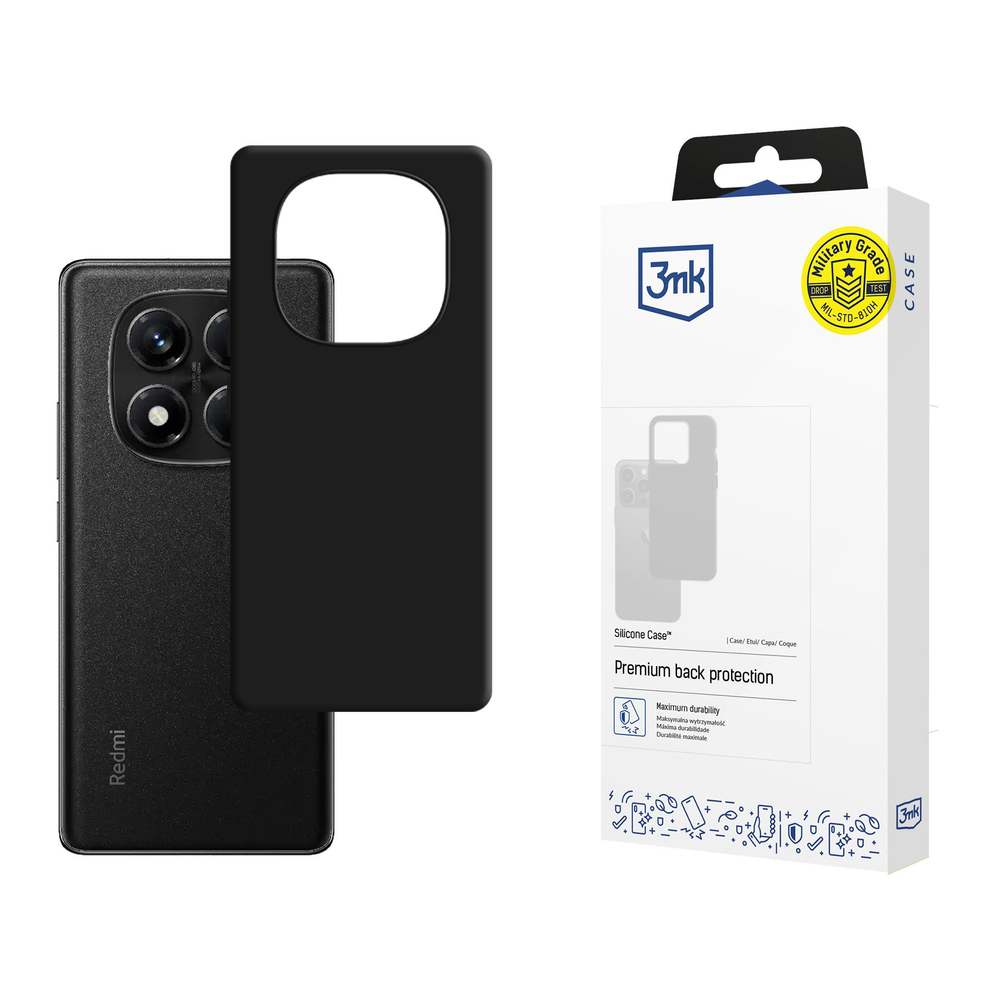 3mk silikoninis dėklas, skirtas Xiaomi Redmi Note 14 Pro 5G – juodas