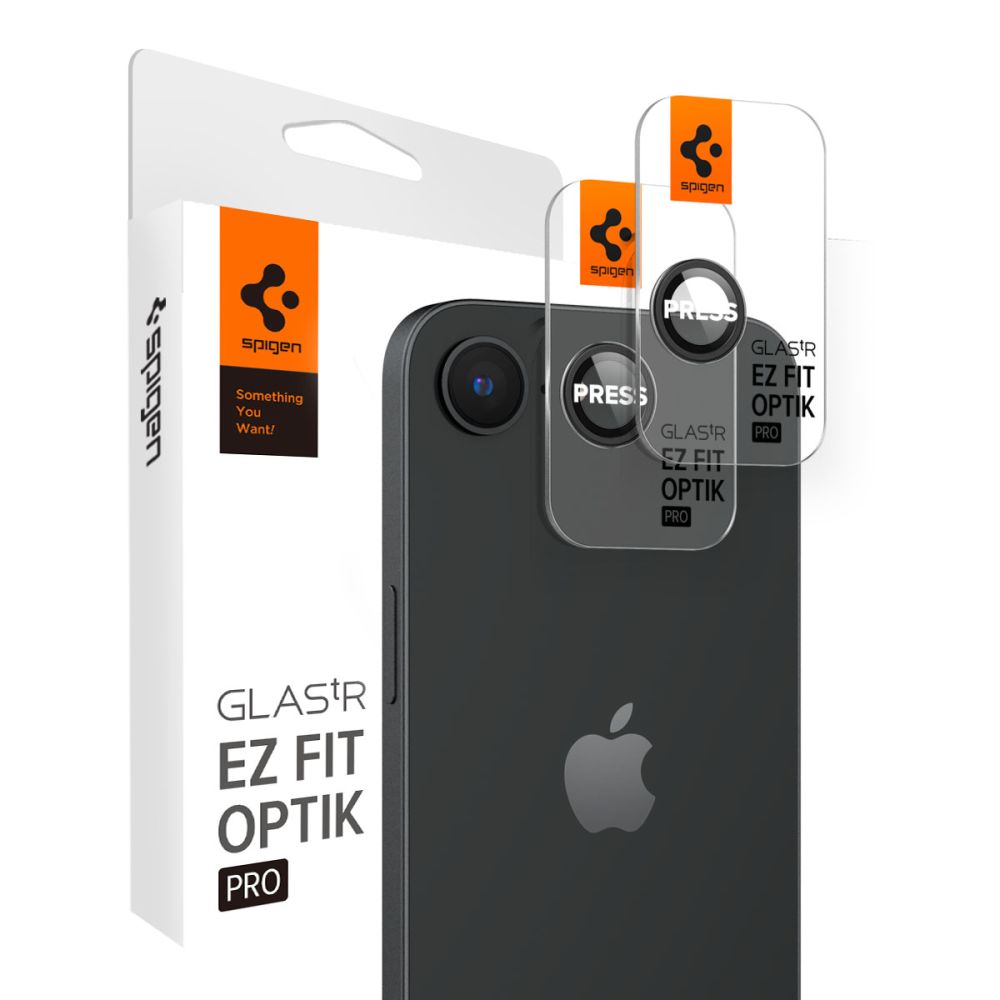 Kameros apsauginis stiklas Spigen Optik Pro Glas.tR EZ Fit iPhone 16e / 17e, 2 vnt., juodas