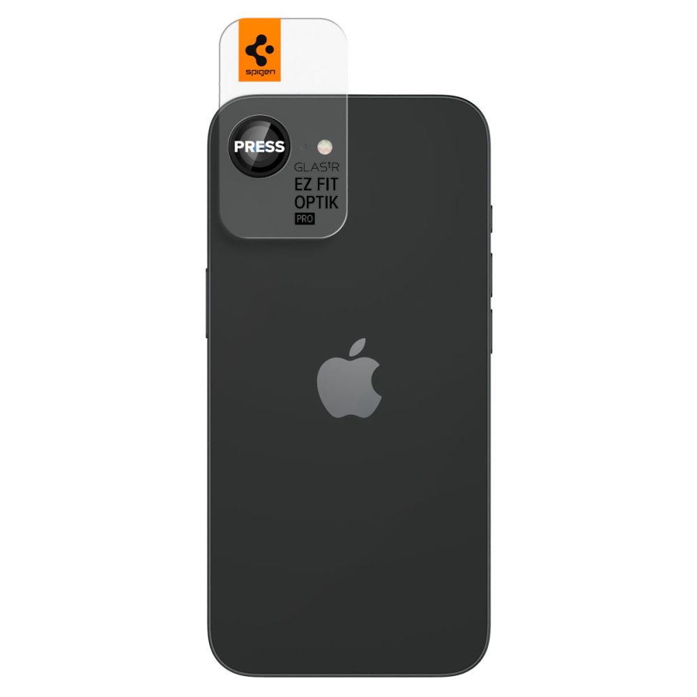 Kameros apsauginis stiklas Spigen Optik Pro Glas.tR EZ Fit iPhone 16e / 17e, 2 vnt., juodas