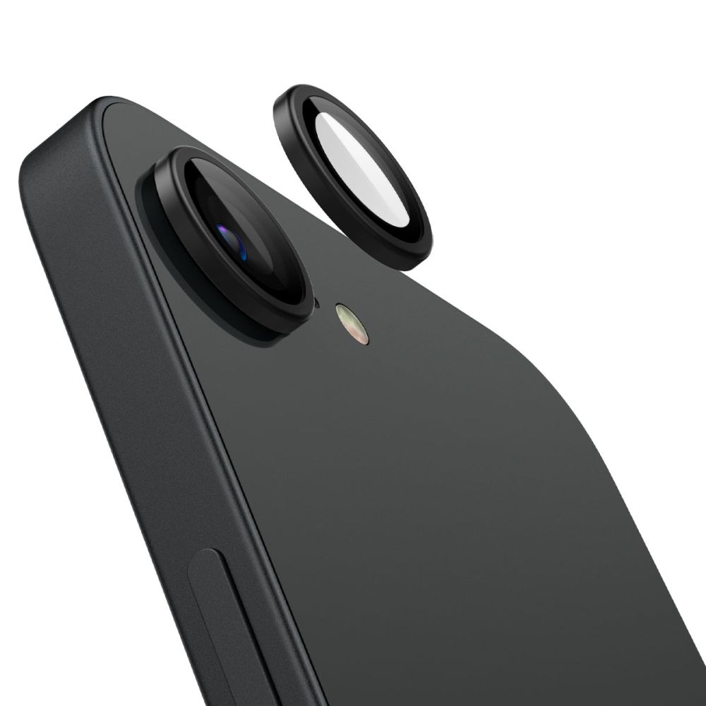 Kameros apsauginis stiklas Spigen Optik Pro Glas.tR EZ Fit iPhone 16e / 17e, 2 vnt., juodas