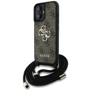 Guess 4G dėklas su dirželiu iPhone 16 – rudas