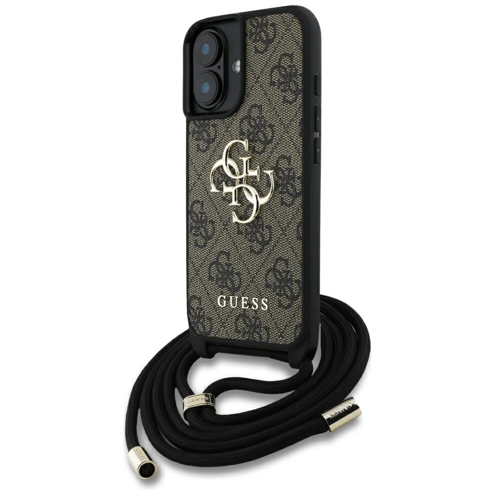 Guess 4G dėklas su dirželiu iPhone 16 – rudas