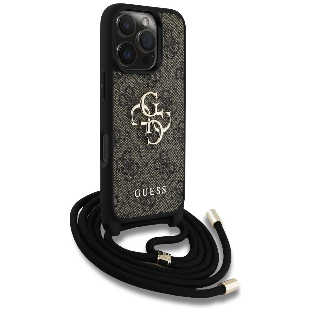Guess 4G Crossbody dėklas iPhone 16 Pro – rudas