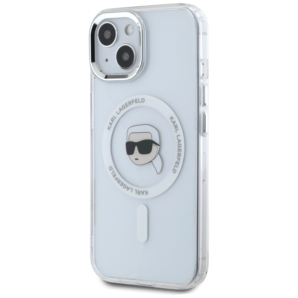 Karl Lagerfeld MagSafe dėklas iPhone 15 – baltas