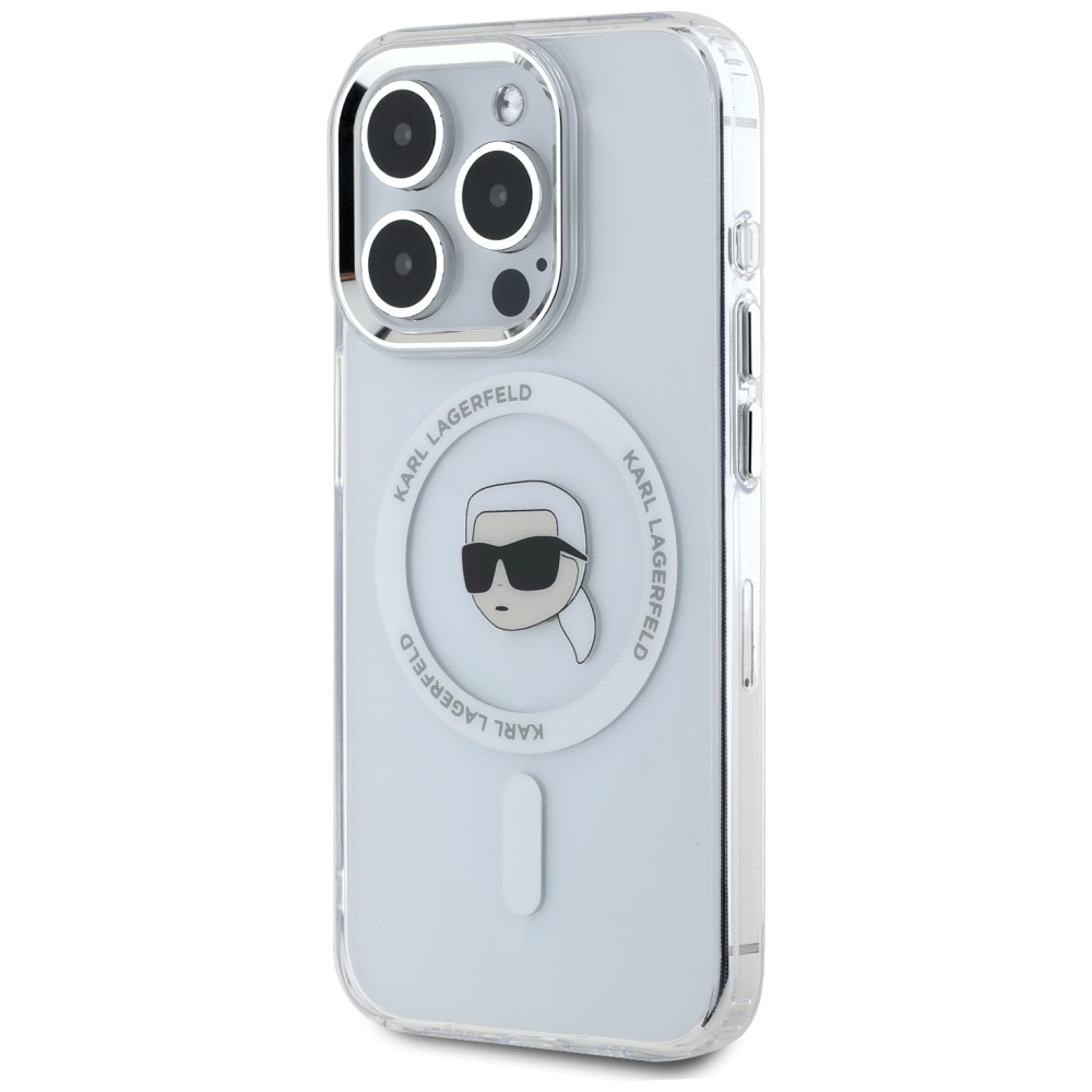 Karl Lagerfeld MagSafe dėklas iPhone 15 Pro Max – baltas