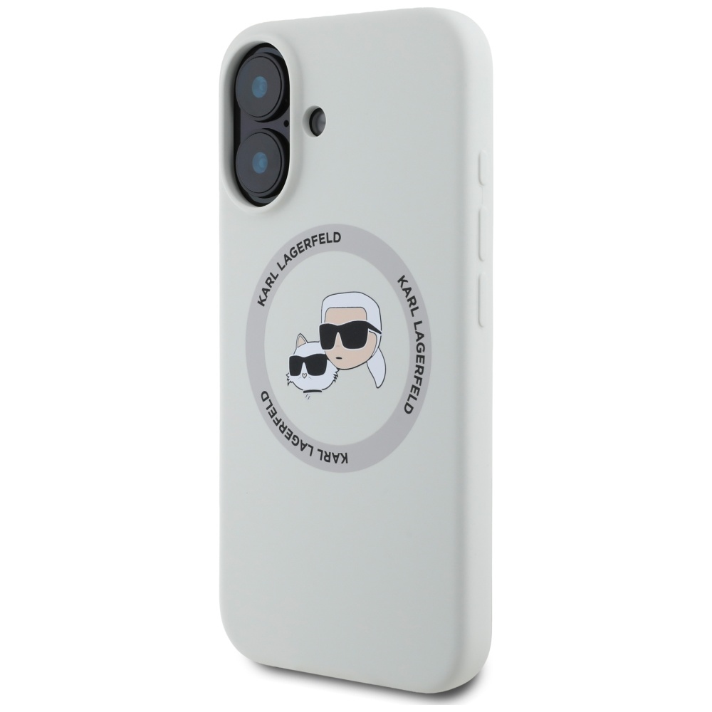 Karl Lagerfeld Silicone Double Heads & Circle MagSafe dėklas iPhone 16 – smėlio