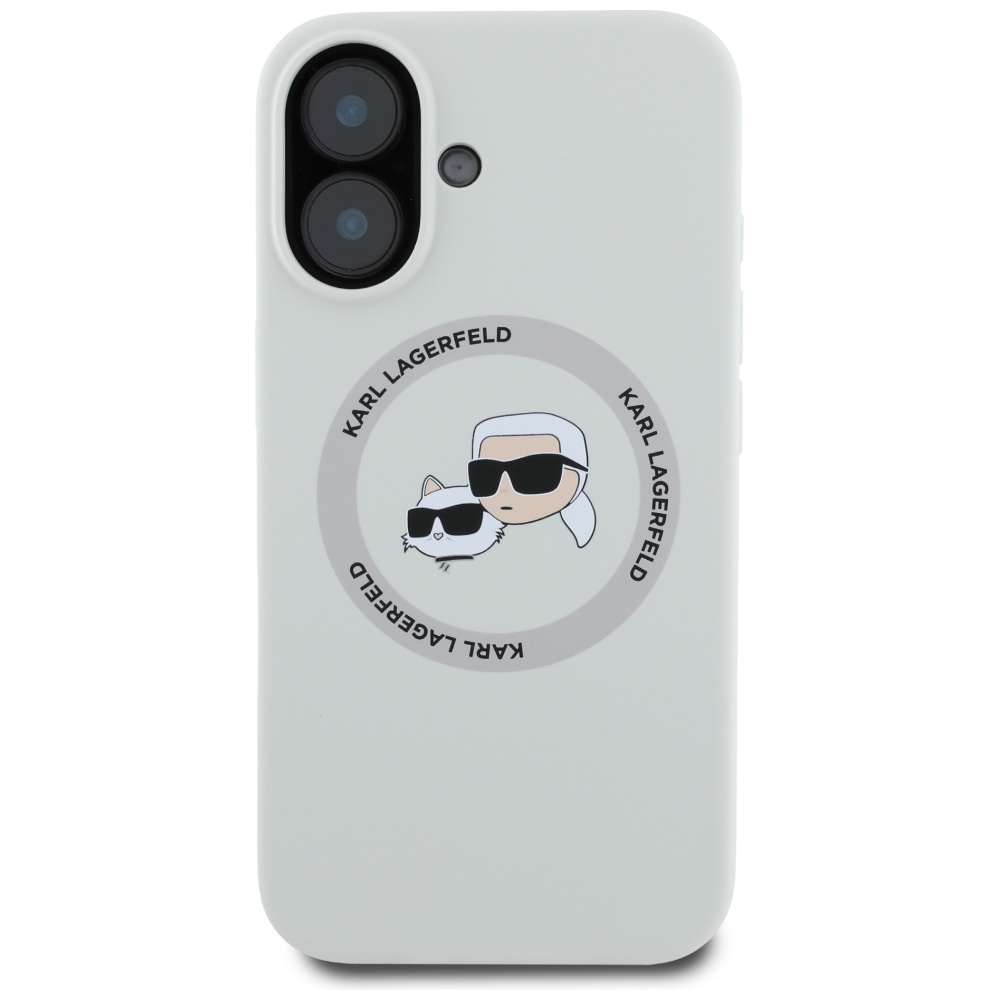 Karl Lagerfeld Silicone Double Heads & Circle MagSafe dėklas iPhone 16 – smėlio