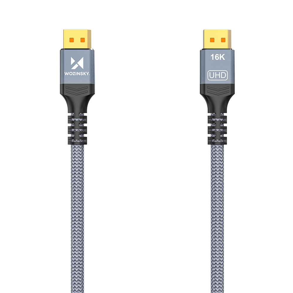 Wozinsky WPS-16AYL1S DisplayPort 2.1 kabelis 80 Gb/s 16K@60Hz 8K@120Hz 4K@240Hz HDR HDCP DSC 1m - juodas