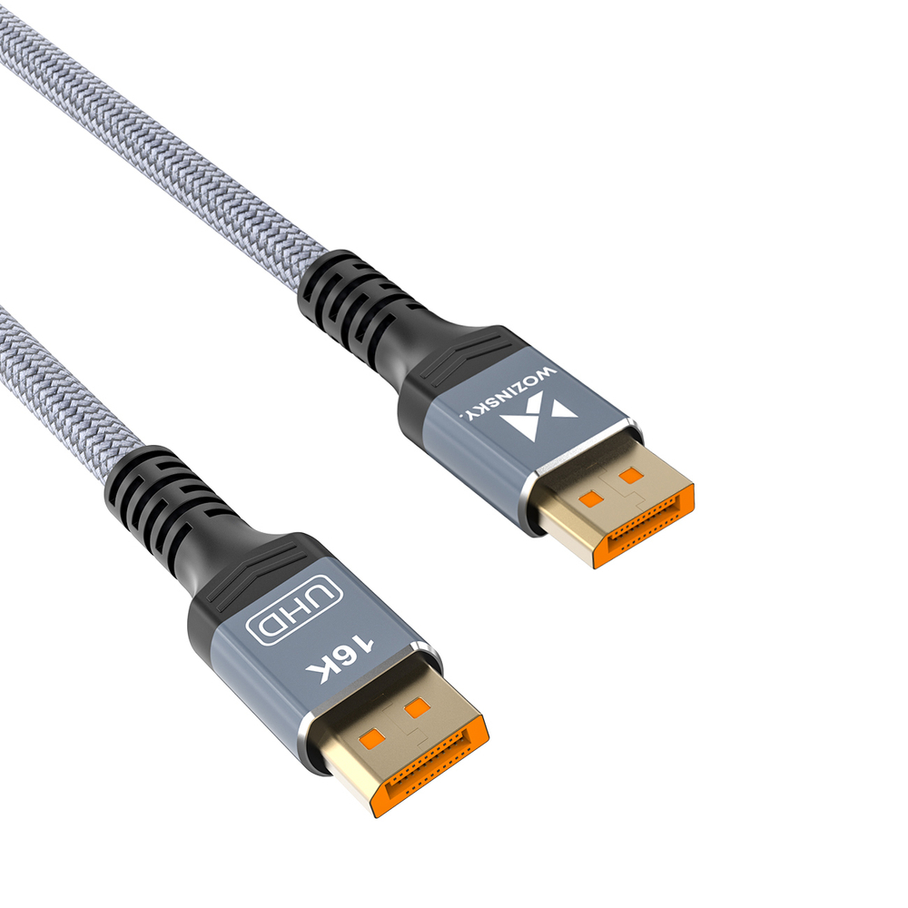 Wozinsky WPS-16AYL1S DisplayPort 2.1 kabelis 80 Gb/s 16K@60Hz 8K@120Hz 4K@240Hz HDR HDCP DSC 1m - juodas