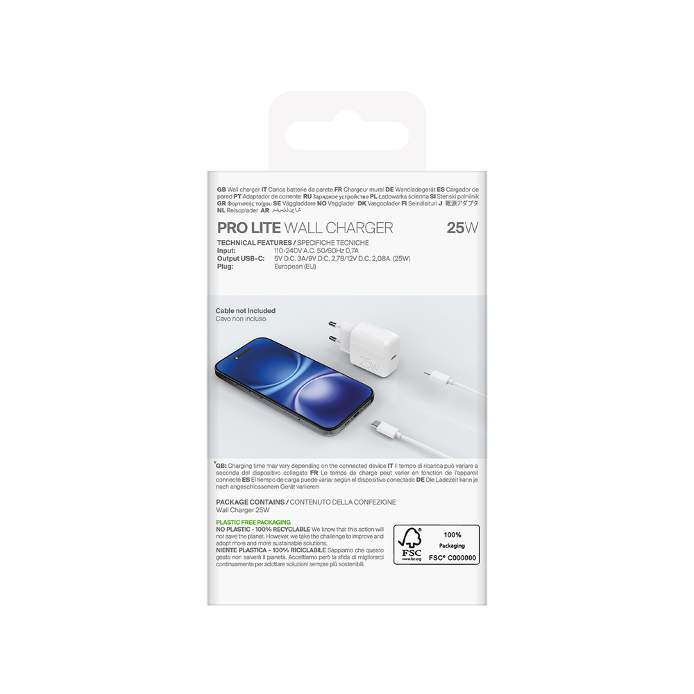 Puro Daily Prolite 25W USB-C Power Delivery įkroviklis - baltas