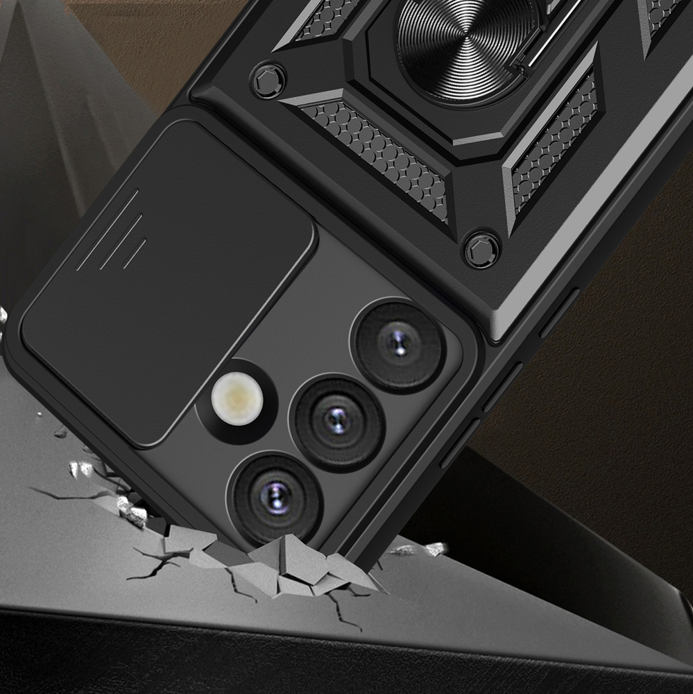 Hybrid Armor Camshield dėklas Galaxy S25 Edge – juodas