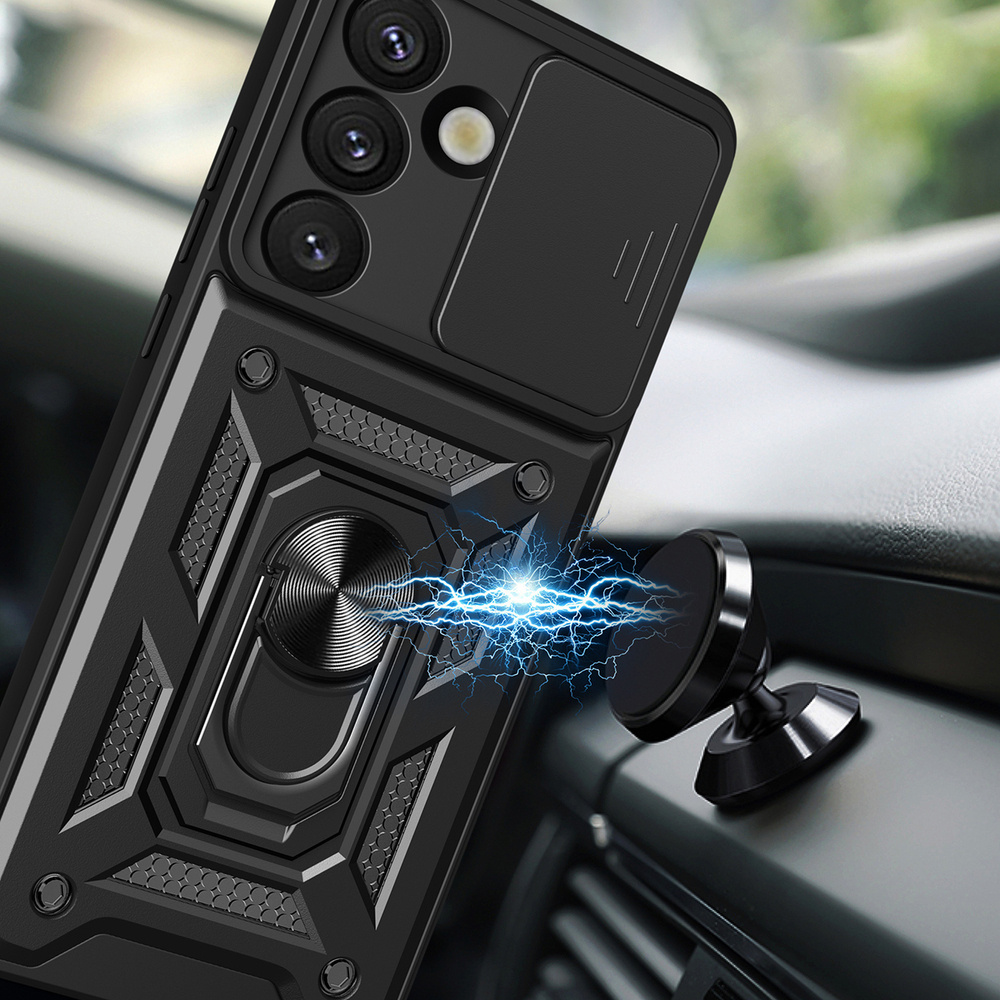 Hybrid Armor Camshield dėklas Galaxy S25 Edge – juodas