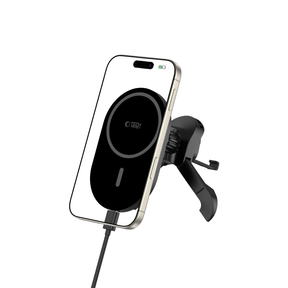Automobilinis laikiklis Tech-Protect MM15W-V6, MagSafe belaidis įkroviklis 15W, juodas