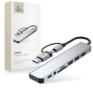 Adapteris Tech-Protect HB06 Hub 8in1, tamsiai pilkas
