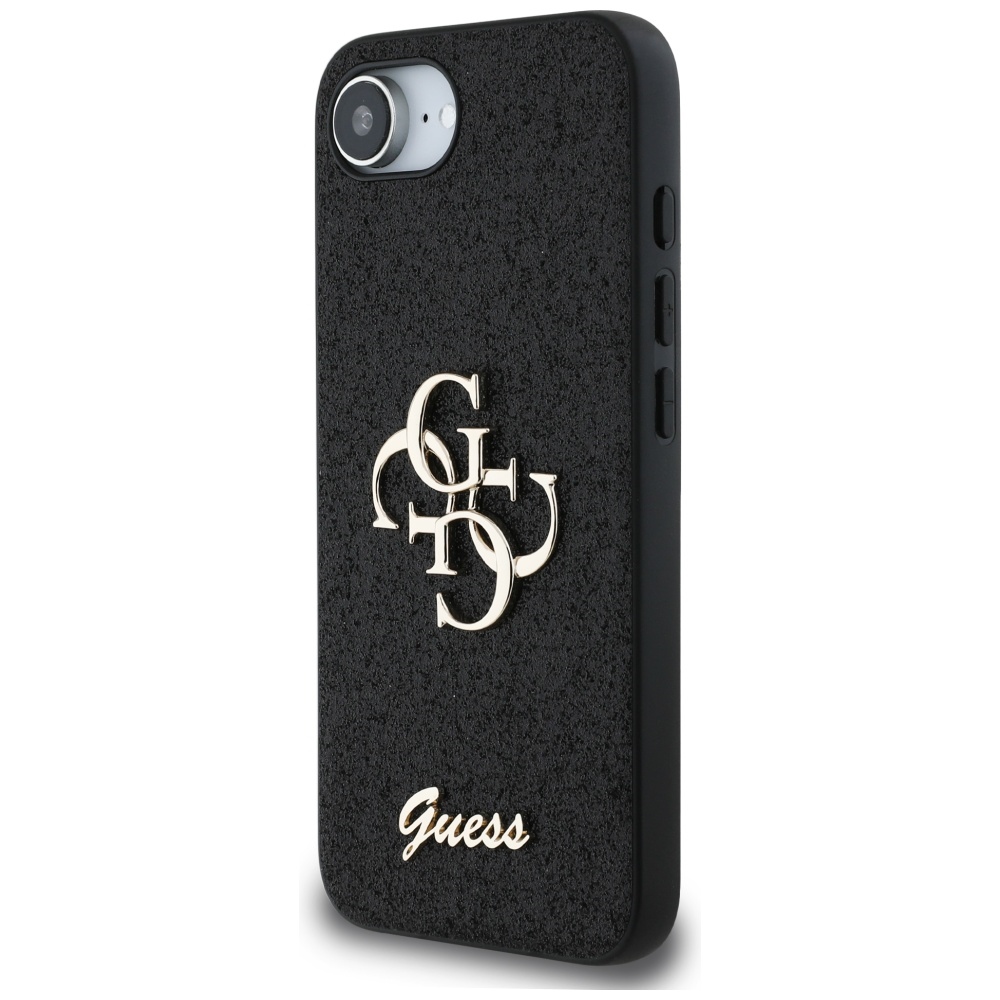 Guess blizgantis 4G dėklas iPhone 16e – juodas