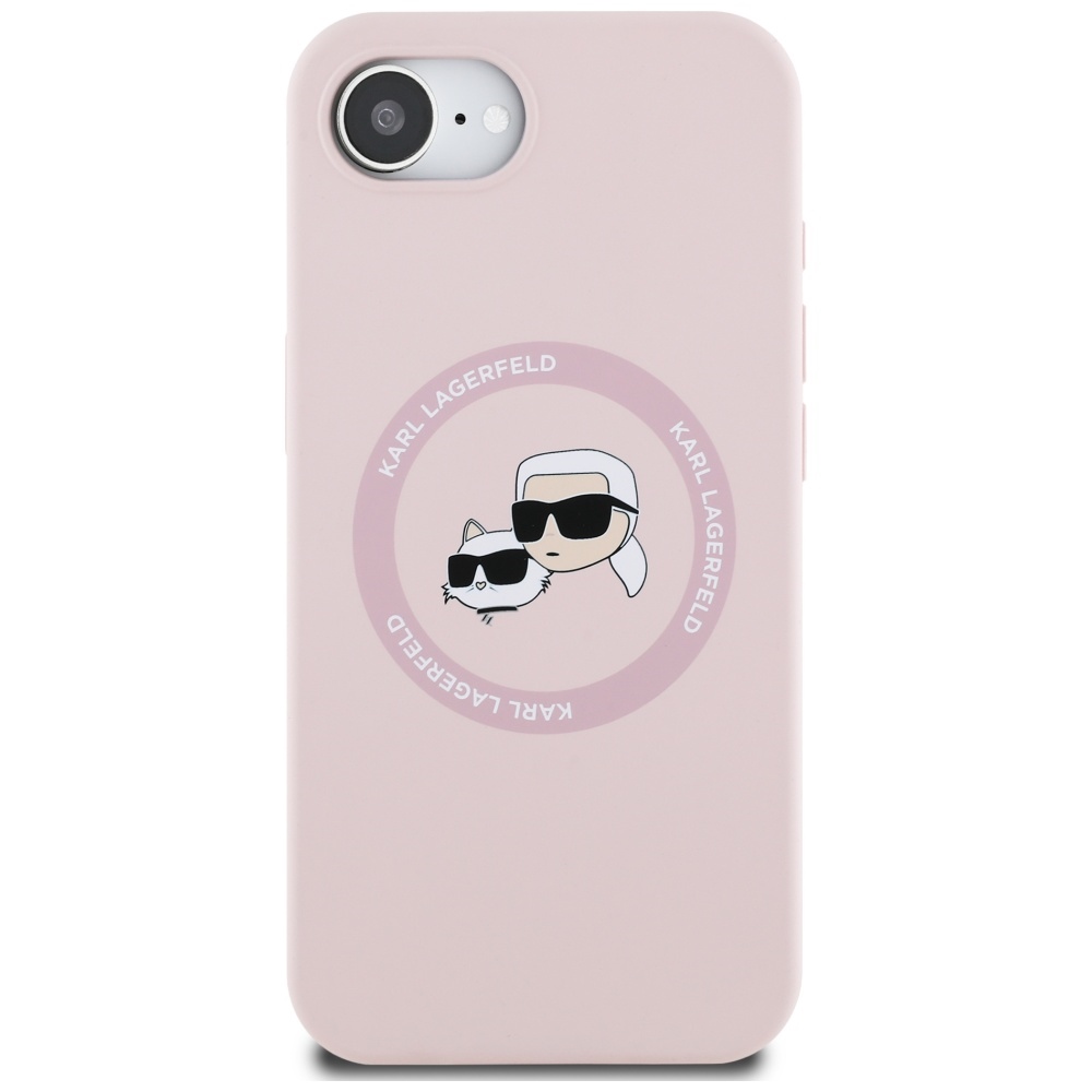 Karl Lagerfeld silikoninis MagSafe dėklas iPhone 16e – rožinis