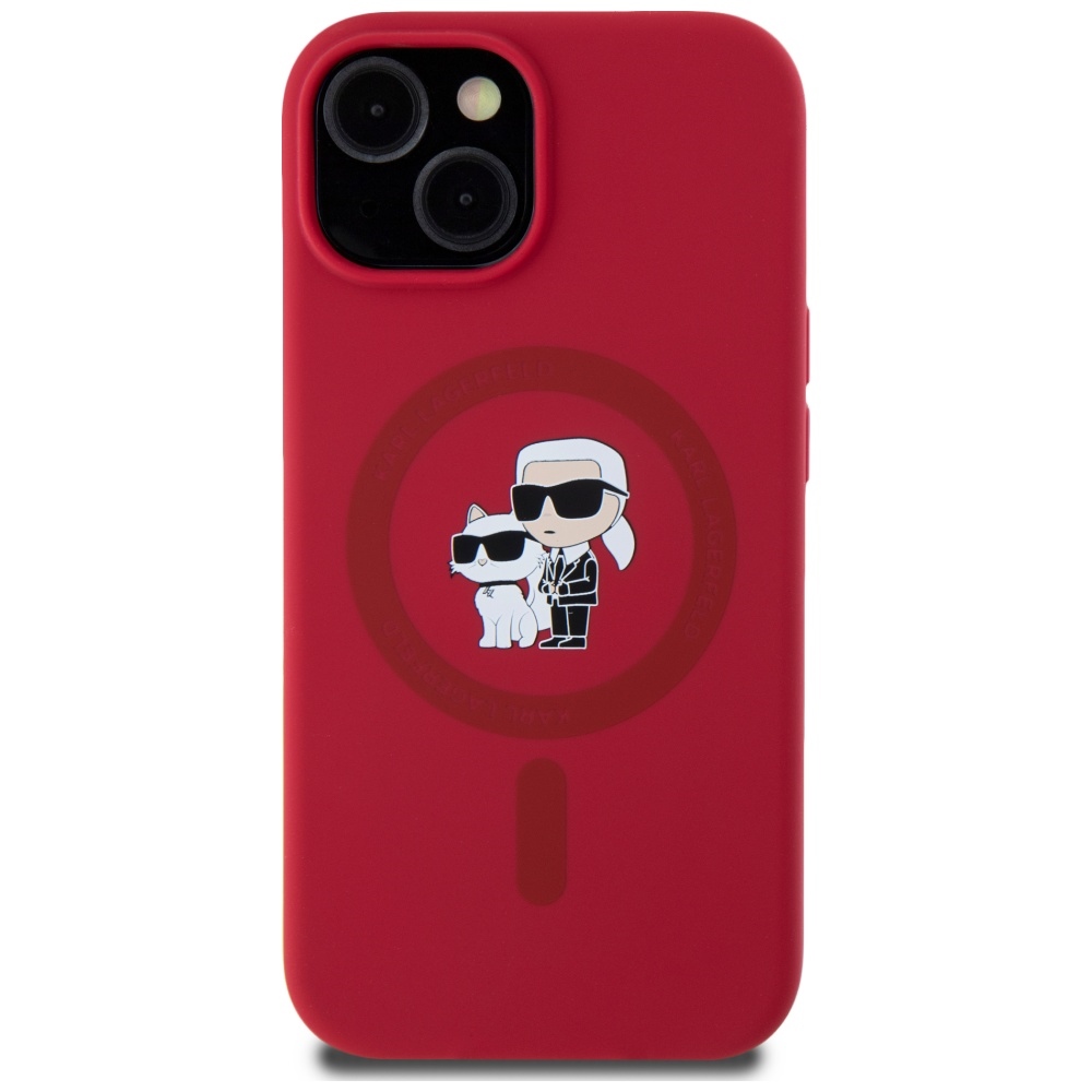 Karl Lagerfeld silikoninis MagSafe dėklas iPhone 15 – raudonas
