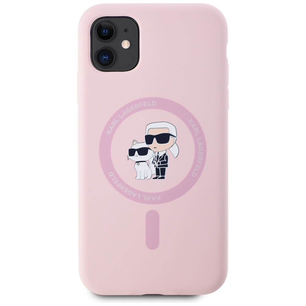 Karl Lagerfeld silikoninis MagSafe dėklas iPhone 11 – rožinis