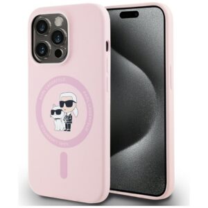 Karl Lagerfeld silikoninis MagSafe dėklas iPhone 14 Pro Max – rožinis